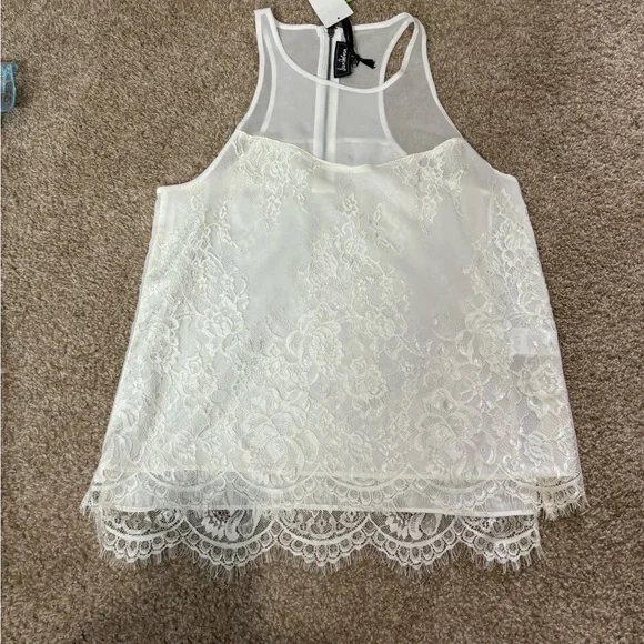 Sam Edelman white lace zip up tank top size S-NWT - Picture 2 of 11